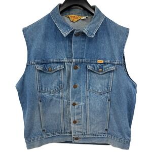 Rustler Denim Vest Mens XL Blue Vintage Made in USA Cotton Sleeveless Jacket